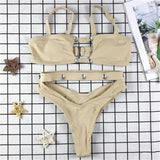 high quality summer swimsuits women hot sexy two piece thong bikini set beach wear hollow diamond belt swimwear