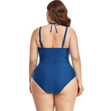 Custom New Plus Size Solid One Piece Bikini Beach wear V Neck Ring Chain Swimsuit Fat Women Fitness Swimwear