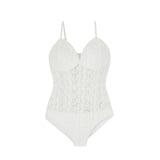 Design White Sexy Crochet One Piece Bikini V-neck Swimsuit Women Tummy Control Breathable Swimwear