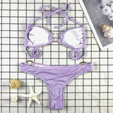 OEM can customize the color High Quality Ring Two Piece Bikini Set swimwear & beachwear Halter Swimsuit Women Sexy bikini