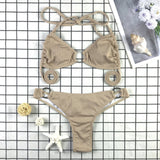 OEM can customize the color High Quality Ring Two Piece Bikini Set swimwear & beachwear Halter Swimsuit Women Sexy bikini