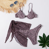 Custom Hot Sale Three Piece Bikini Set Beach Wear with Mesh Cover up Skirt Swimsuit Women Swimwear Sexy Adults Print Bikini